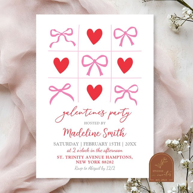 Handgezeichnetes Coquette xoxo galentines Party Einladung (Von Creator hochgeladen)