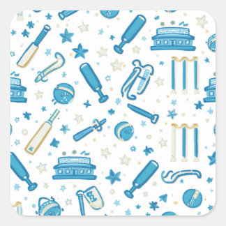 Handgezeichnetes Cricket-Doodle-Nahtloses Muster S Quadratischer Aufkleber