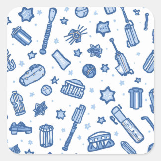 Handgezeichnetes Cricket-Doodle-Nahtloses Muster S Quadratischer Aufkleber