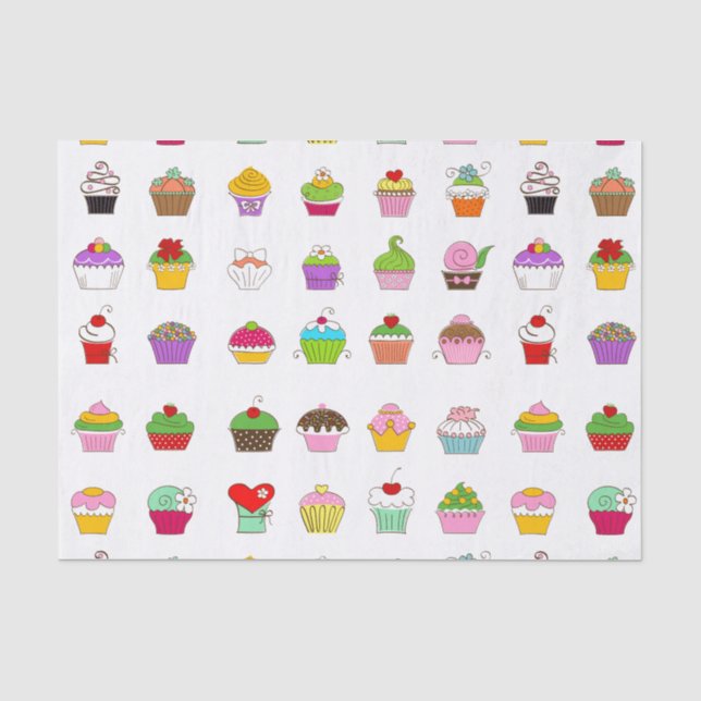 Handgezeichnetes Cupcake-Muster Seidenpapier (Vorderseite)