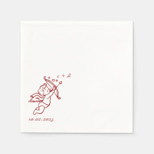 Handgezeichnetes Cupid-Symbol Hochzeit Serviette