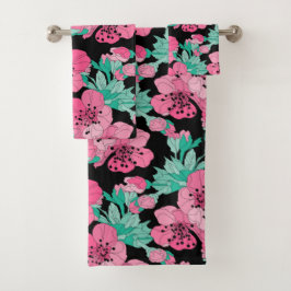 Handgezeichnetes Dekorationsmuster Cherry Blossom Badhandtuch Set