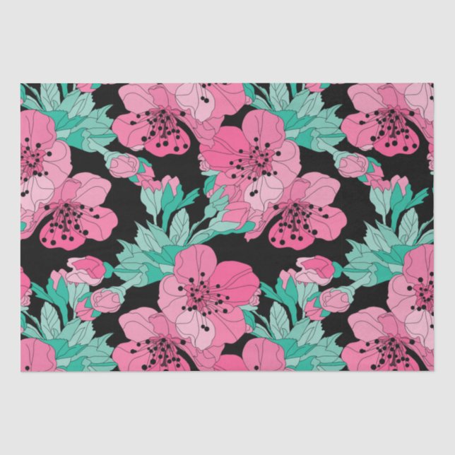 Handgezeichnetes Dekorationsmuster Cherry Blossom Seidenpapier (Vorderseite)