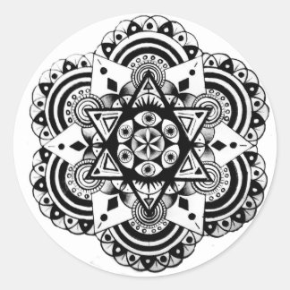 Handgezeichnetes Design für Sacred Geometry Runder Aufkleber