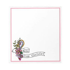 Handgezeichnetes Doodle Art farbenfrohe Blumenbann Notizblock