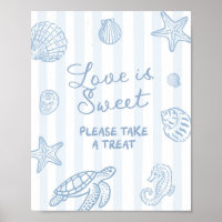 Handgezeichnetes Doodle Blau Love is Sweet Party-S