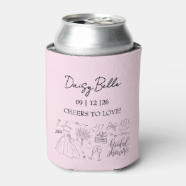 Handgezeichnetes Doodle-Brautparty Rosa Dosenkühler