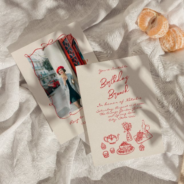 Handgezeichnetes, einzigartiges Foto Geburtstagsfe Einladung (Von Creator hochgeladen)