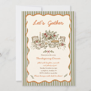 Handgezeichnetes Erntedankfest-Dinnerparty-Design Einladung
