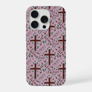 Handgezeichnetes Fastenzeit-Kreuz und Rosen iPhone 15 Pro Hülle