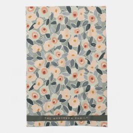 Handgezeichnetes, fettes, tintenartiges Blumenmust Geschirrtuch