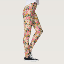 Handgezeichnetes, fettes, tintenartiges Blumenmust Leggings