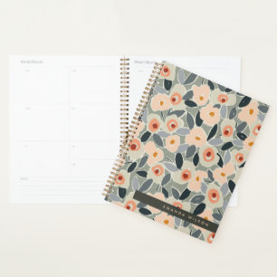 Handgezeichnetes, fettes, tintenartiges Blumenmust Planer
