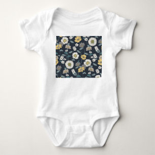 Handgezeichnetes florales, nahtloses künstlerische baby strampler