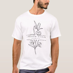 Handgezeichnetes Floristisches Blume-Shop-Business T-Shirt