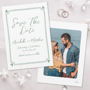 Handgezeichnetes Foto Grüne Whimsical-Hochzeit Save The Date