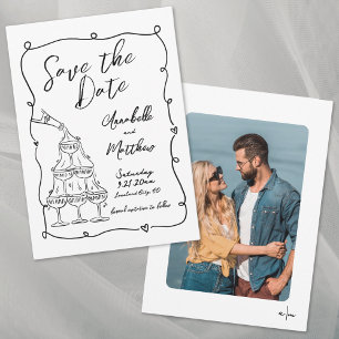 Handgezeichnetes Foto Whimsical Hochzeit Save The Date