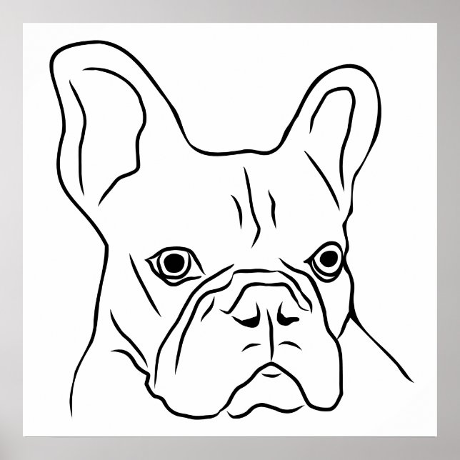 Handgezeichnetes Französisch-Bulldoggen-Gesicht  Poster (Vorne)