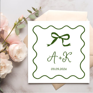 Handgezeichnetes Französisch-Grüne Hochzeitmonogra Serviette