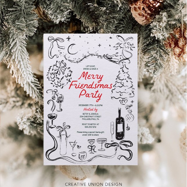 Handgezeichnetes Friendsmas WeihnachtsweihnachtsPa Einladung (Von Creator hochgeladen)