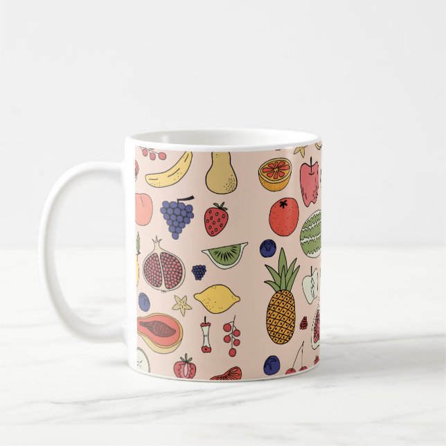 Handgezeichnetes Fruchtmuster Kaffeetasse (Links)