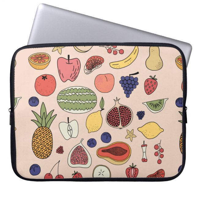 Handgezeichnetes Fruchtmuster Laptopschutzhülle (Vorderseite)