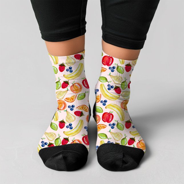 Handgezeichnetes Fruchtmuster Novelty Monogramm Socken (Von Creator hochgeladen)