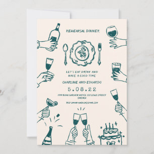Handgezeichnetes Funky Contemporary Probedinner Einladung