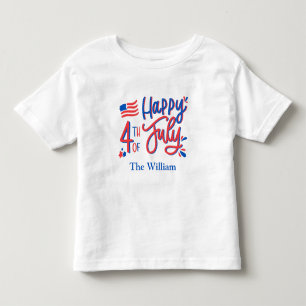 Handgezeichnetes Glück 4. Juli Rot Weiß und Blau T Kleinkind T-shirt