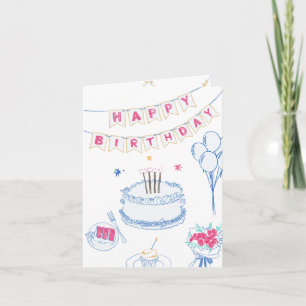 Handgezeichnetes Glück Geburtstag Karte