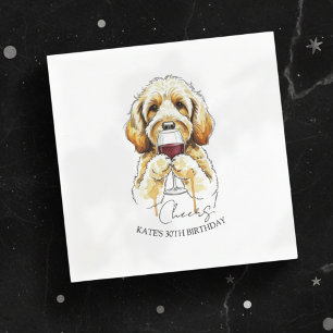 Handgezeichnetes Golden Doodle Rotweinglas Serviette