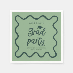 Handgezeichnetes Grünes Party der Linie Wavy Line Serviette
