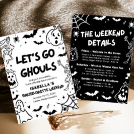 Handgezeichnetes Halloween-Bachelorette-Weekend-Pa Einladung