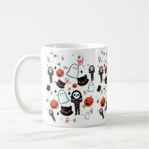Handgezeichnetes Halloween-Skeleton-Geistermuster