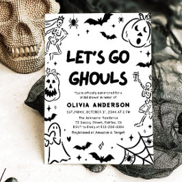 Handgezeichnetes Halloween Skeleton Ghost-Brautpar Einladung