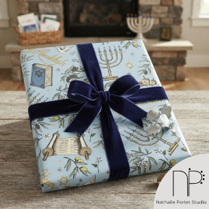 Handgezeichnetes Hanukkah-Menora-Geschenkpapier Geschenkpapier