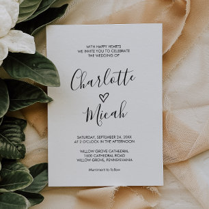 Handgezeichnetes Herz die Hochzeit von Einladung