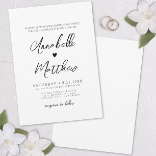 Handgezeichnetes Herz Einfache Elegante Hochzeit Einladung