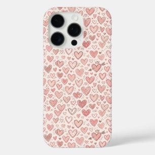 Handgezeichnetes Herz Muster iPhone 16 Pro Hülle