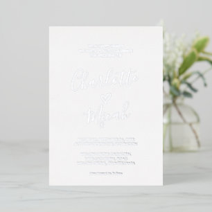 Handgezeichnetes Herz Silberfolientext Hochzeit Folieneinladung