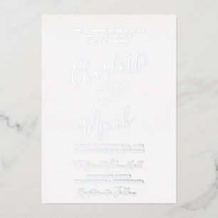 Handgezeichnetes Herz   Silberfolientext Hochzeit  Folieneinladung
