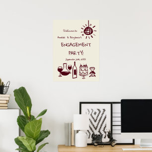 Handgezeichnetes Hochzeitsempfangsschild. Poster