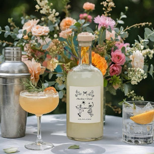 Handgezeichnetes Hochzeitsetikett mit Kritzeleien 