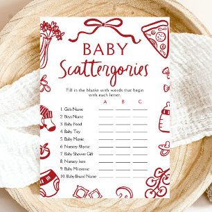 Handgezeichnetes italienisches Babyduschenspielzeu Einladung