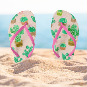 Handgezeichnetes Kaktusmuster Flip Flops
