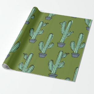 Handgezeichnetes Kaktusmuster Geschenkpapier