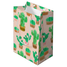 Handgezeichnetes Kaktusmuster Mittlere Geschenktüte