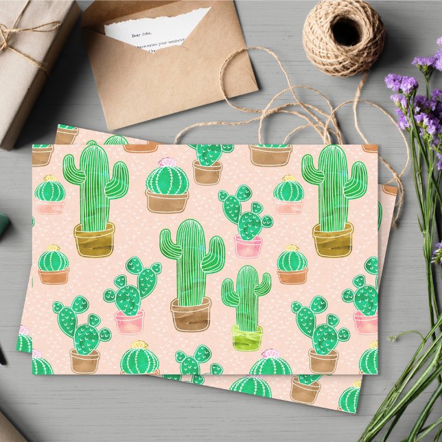 Handgezeichnetes Kaktusmuster Seidenpapier (Cactus Pattern Tissue Paper)