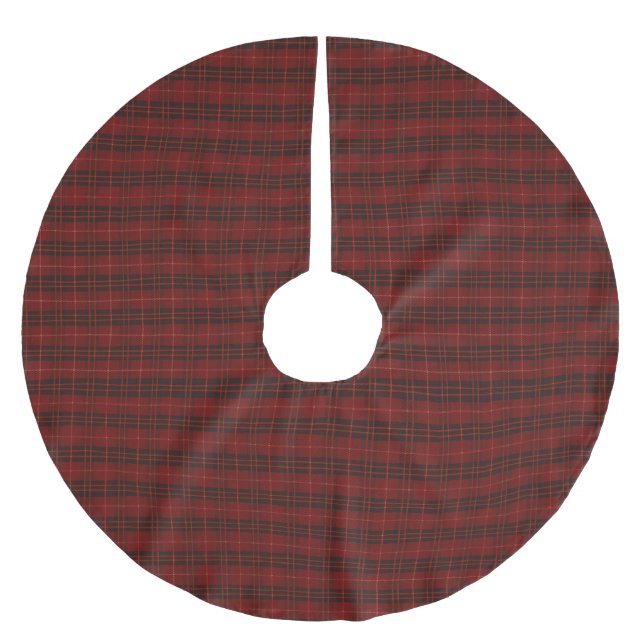 Handgezeichnetes Kariertes Tartan-Muster Polyester Weihnachtsbaumdecke (Vorderseite)