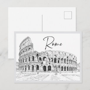 Handgezeichnetes Kolosseum Rom Italien Wahrzeichen Postkarte